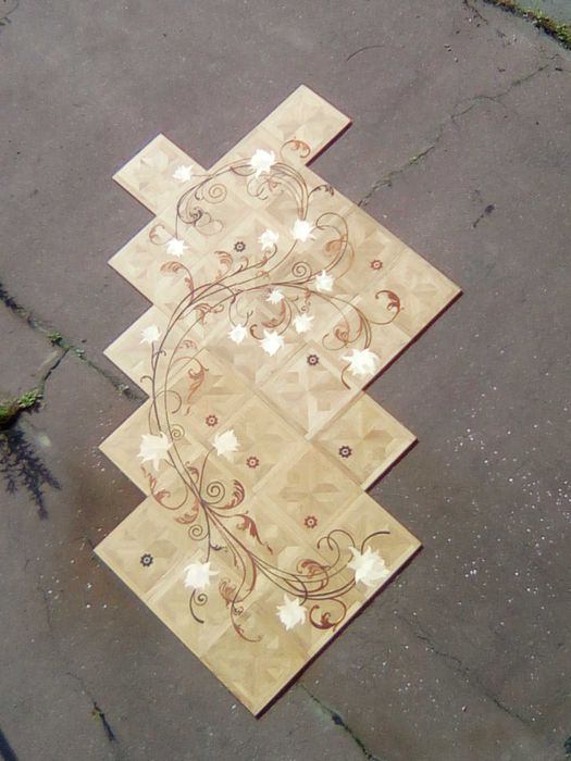 Паркет художественный геометрический, инкрустация в модульный паркет