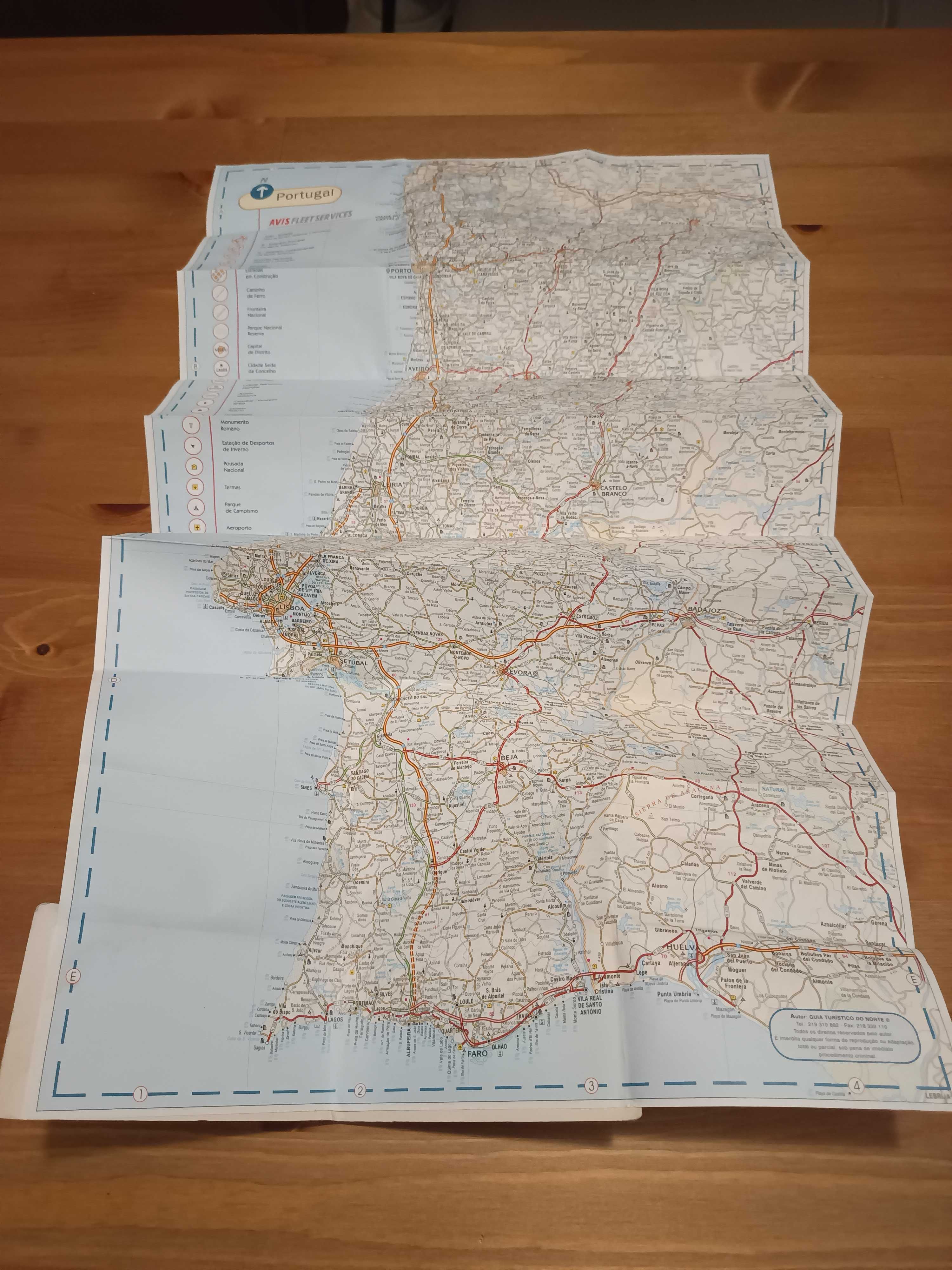 Mapa Avis - Rede Rodoviária de Portugal, anos 90