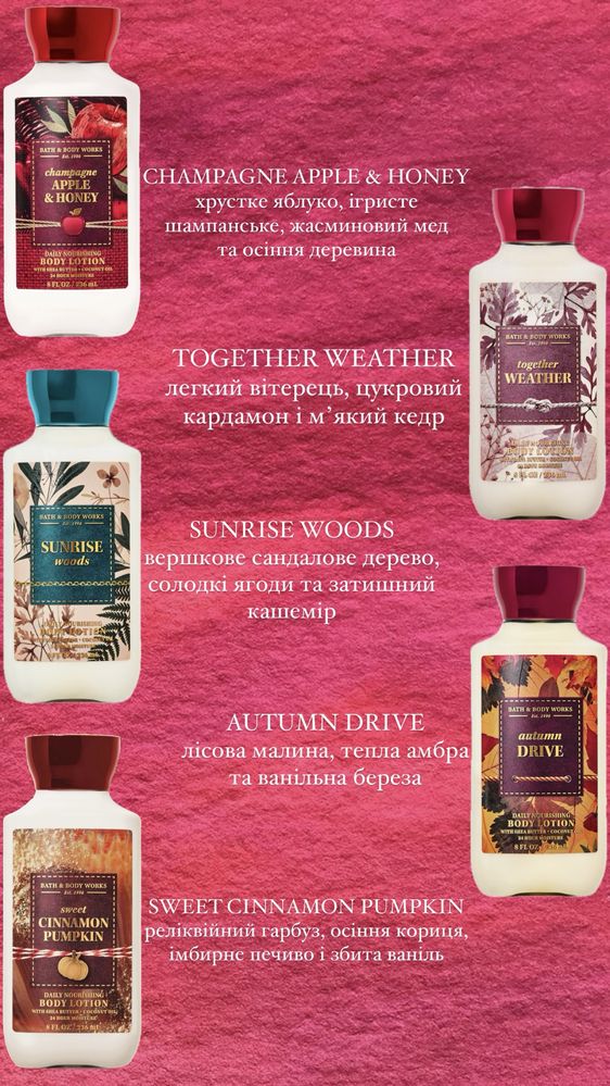 Лосьйони для тіла від Bath and Body Works