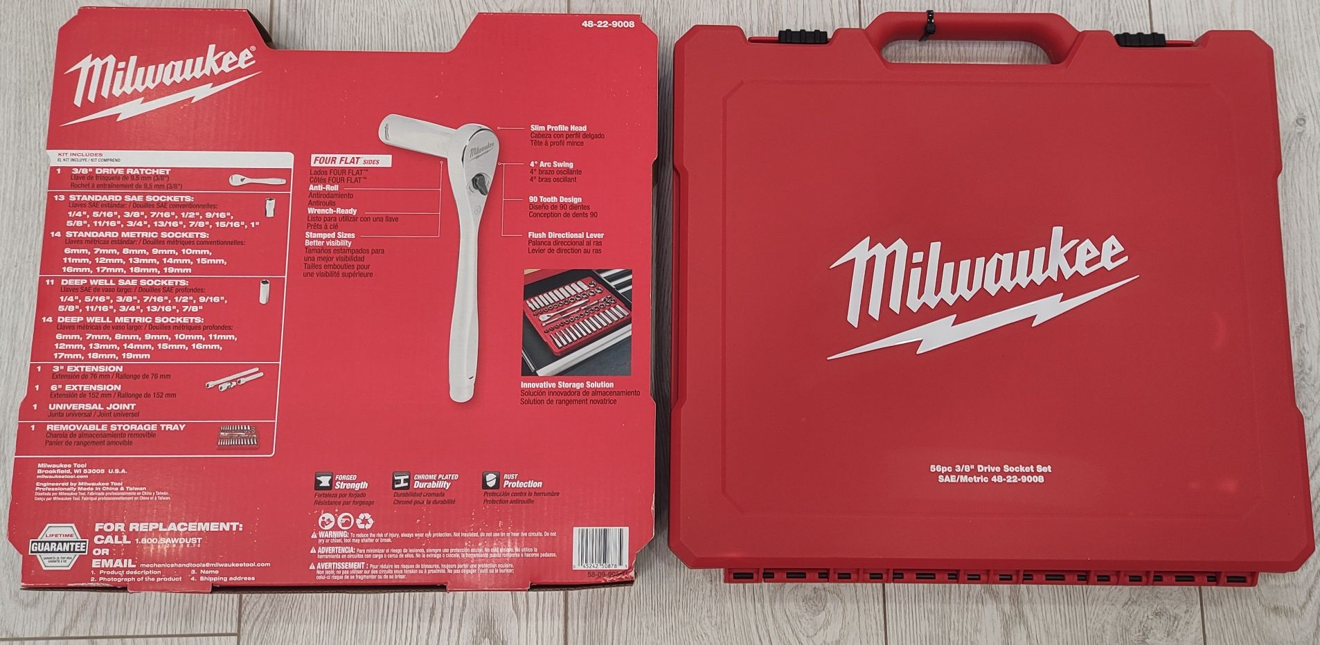 Набір головок метрических и дюймовых 3/8" Milwaukee с храповиком 56 шт