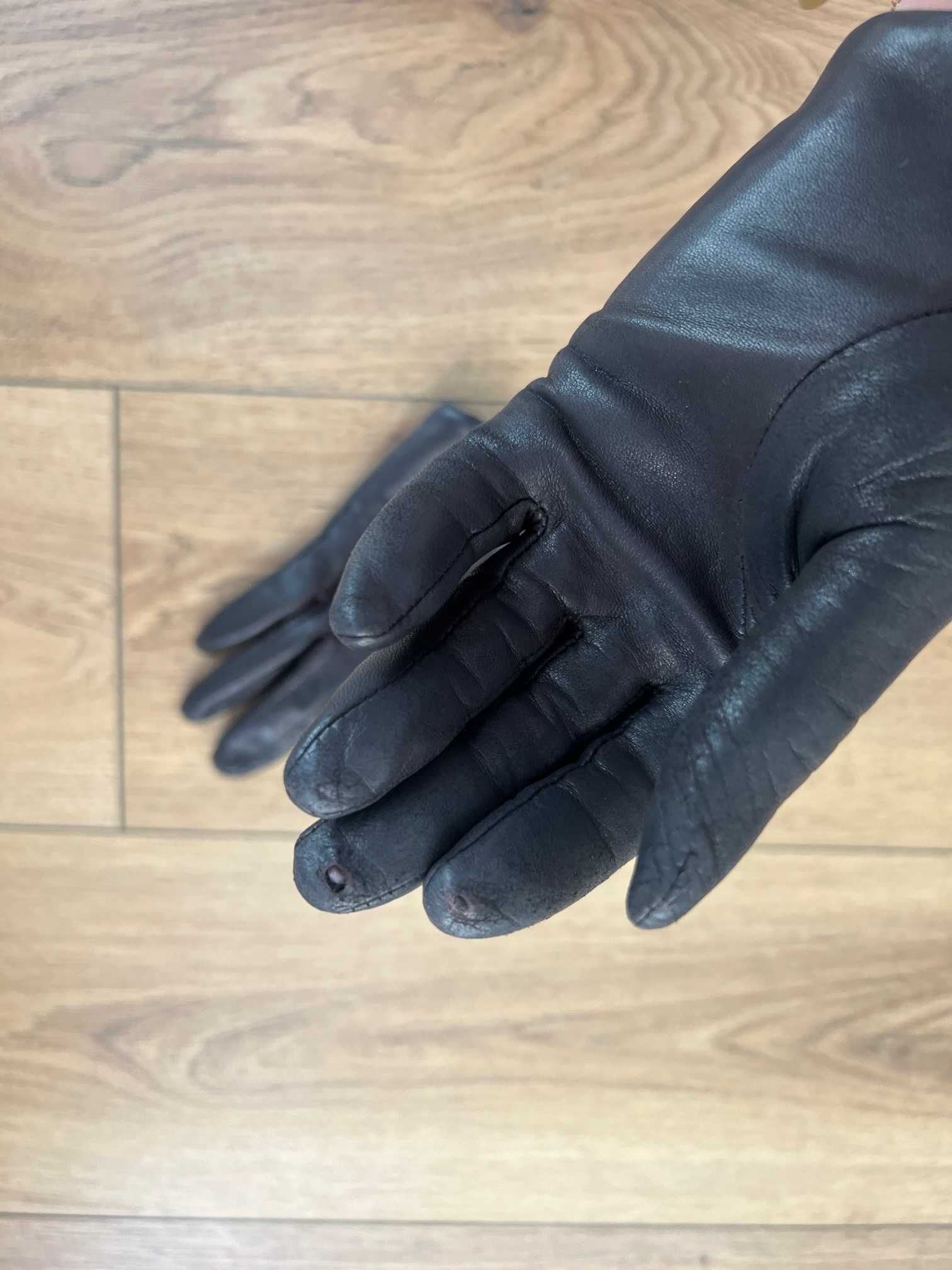 Napo Gloves skórzane brązowe rękawiczki samochodowe z suwakiem