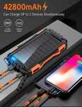 PowerBank 42800 mAh Lithium-ion сонячна батарея 2 USB-порта ліхтарик