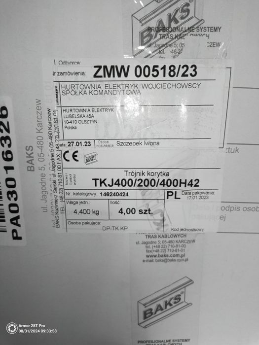 Koryto Kablowe BAKS TROJNIK   TKJ400/200/400 H42 4 szt