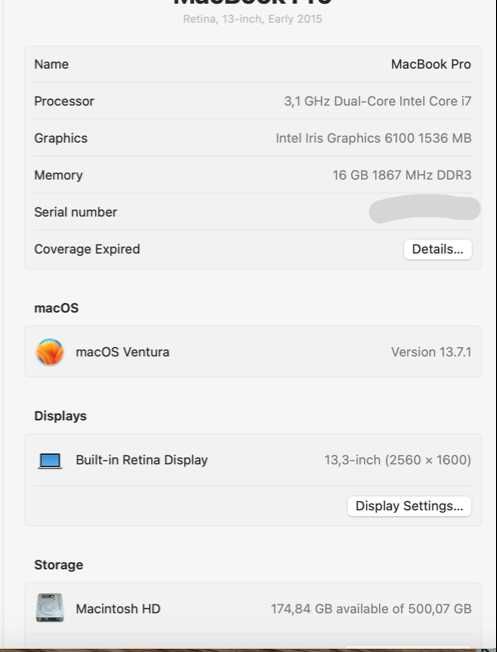 Apple MacBook Pro 13 Retina 2015 A1502 i7 3.1 16GB 512GB, Magic Mouse