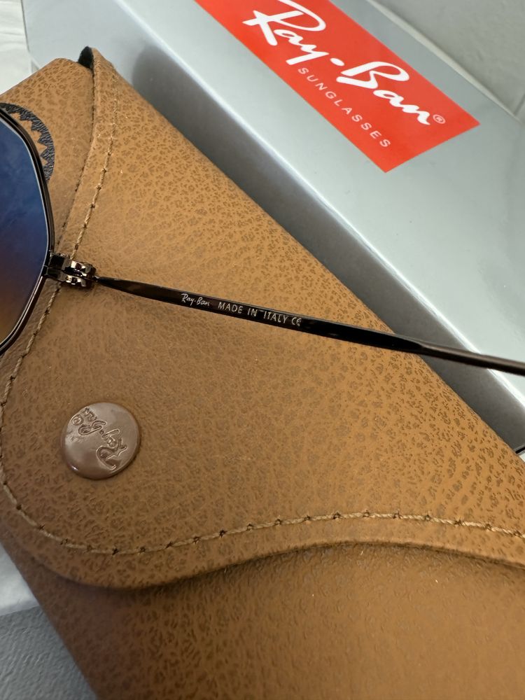 Солнцезащитные очки ray ban темно коричневая линза полный комплект