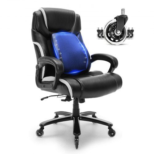 Cadeira de escritório  Cadeira executiva em couro PU preto com encosto