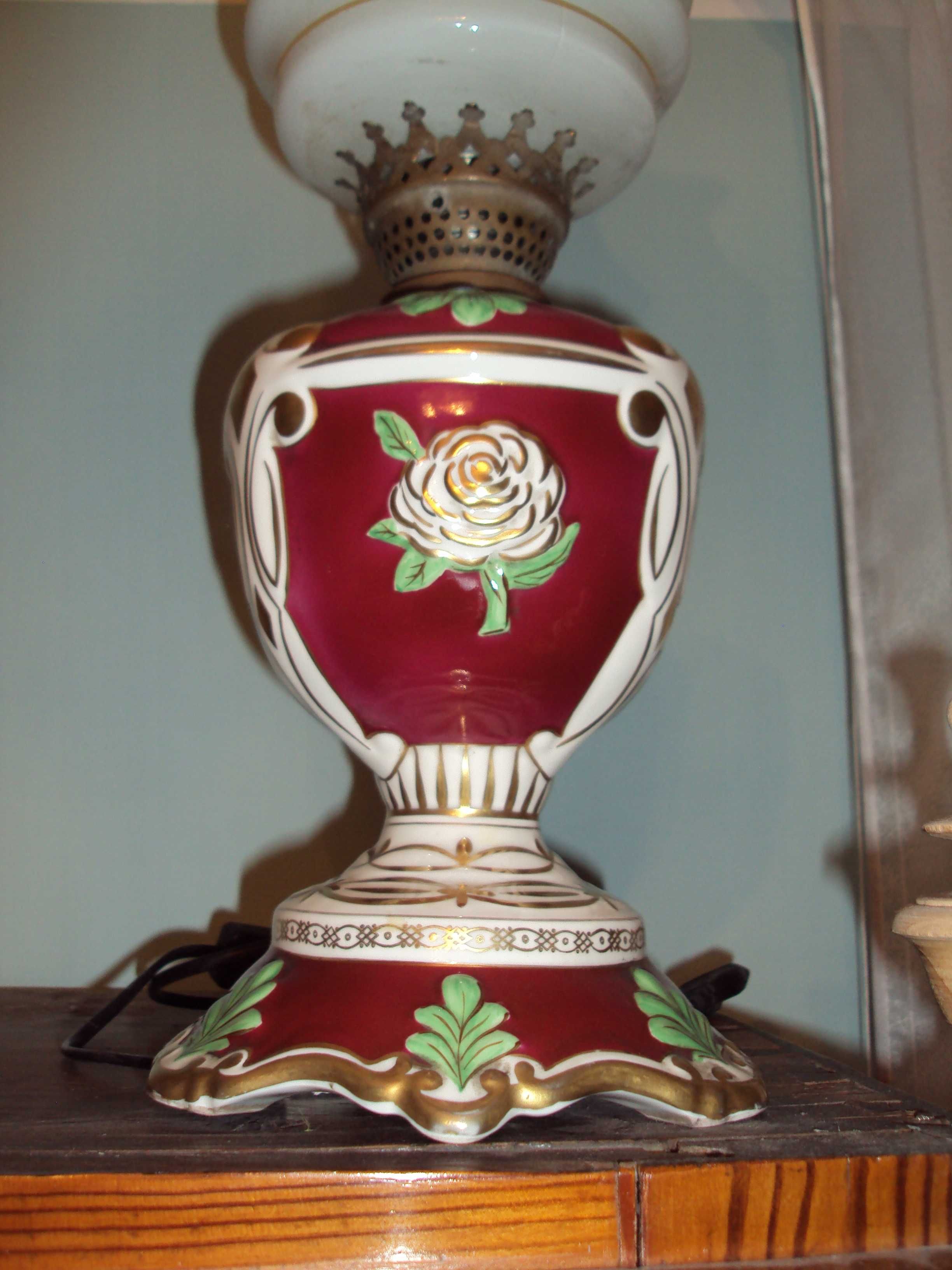 lampa ceramiczna z kloszem szklanym