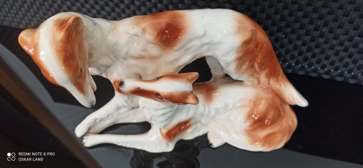 Porcelana Sitzendorf Figurka Chart Rosyjski Borzoj ( Borzoi) Piękna