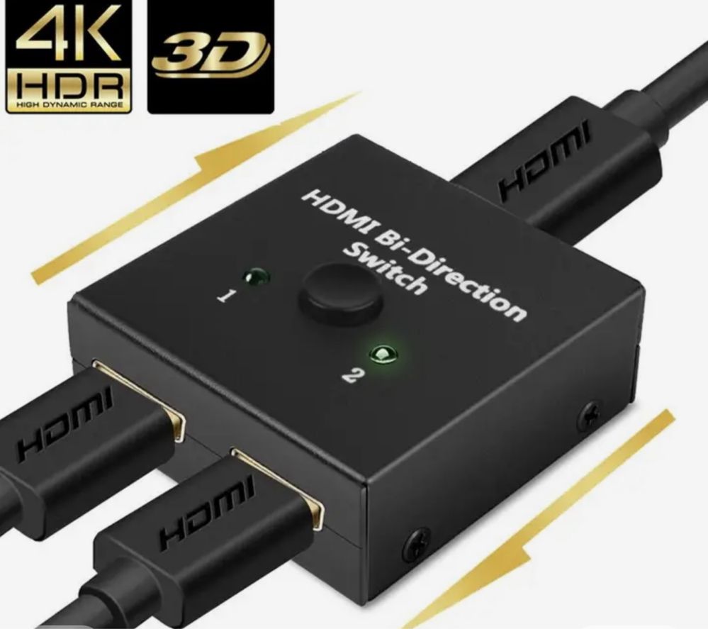 Подвійний розгалужувач доя HDMI- кабелів з кнопкою