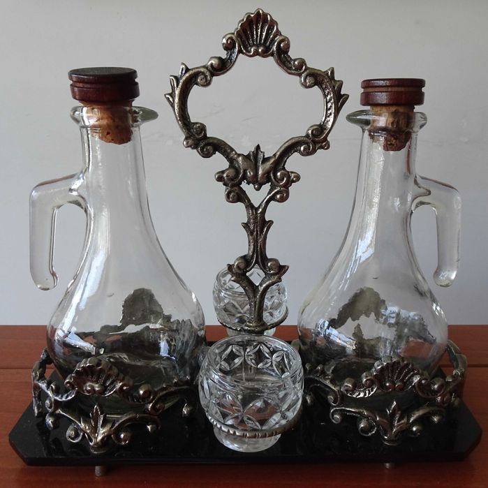 Galheteiro em Metal "Prata" Antigo + de 60 Anos