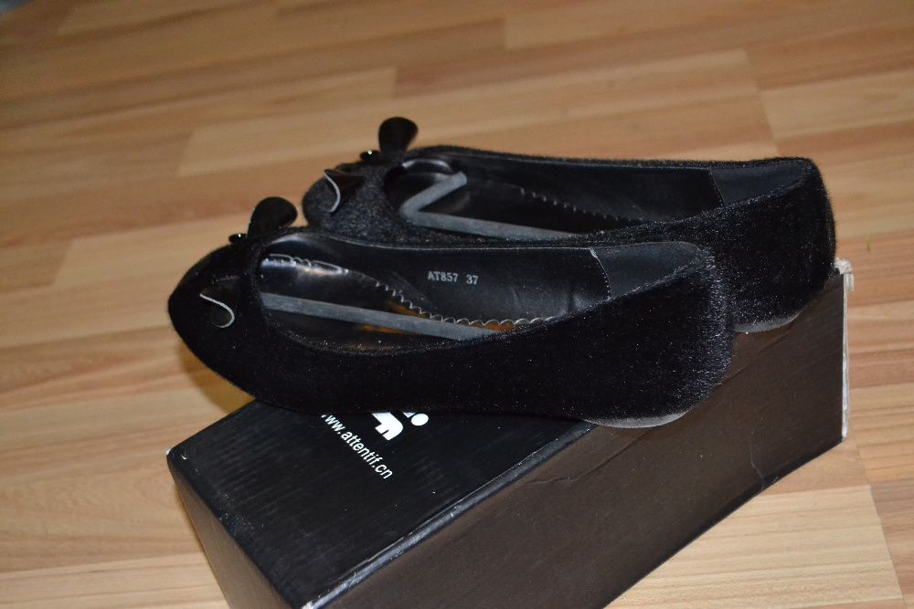 Buty baleriny myszy myszki kotki 37 4 czarne plusz
