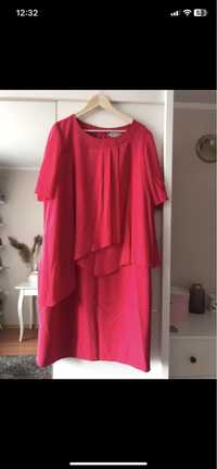 Różowa sukienka rozmiar 50 XXL plus size z falbanami