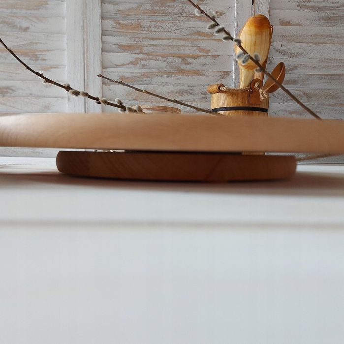 Deska Obrotowa Do Serwowania Przekąsek Talerz Drewniany Folk 30cm