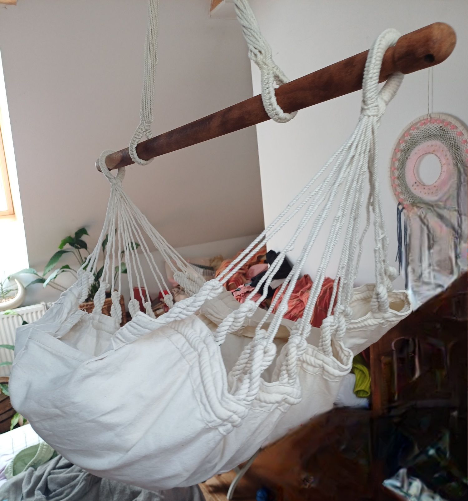 Hamak huśtawka kołyska la siesta dla niemowlaka dziecka bawełniany ecr