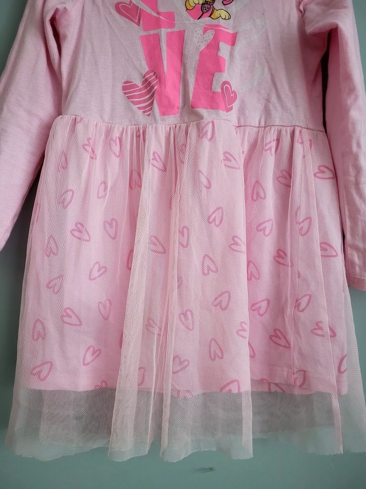 Sinsay. Różowa sukienka Psi Patrol z tiulowym dołem, 116