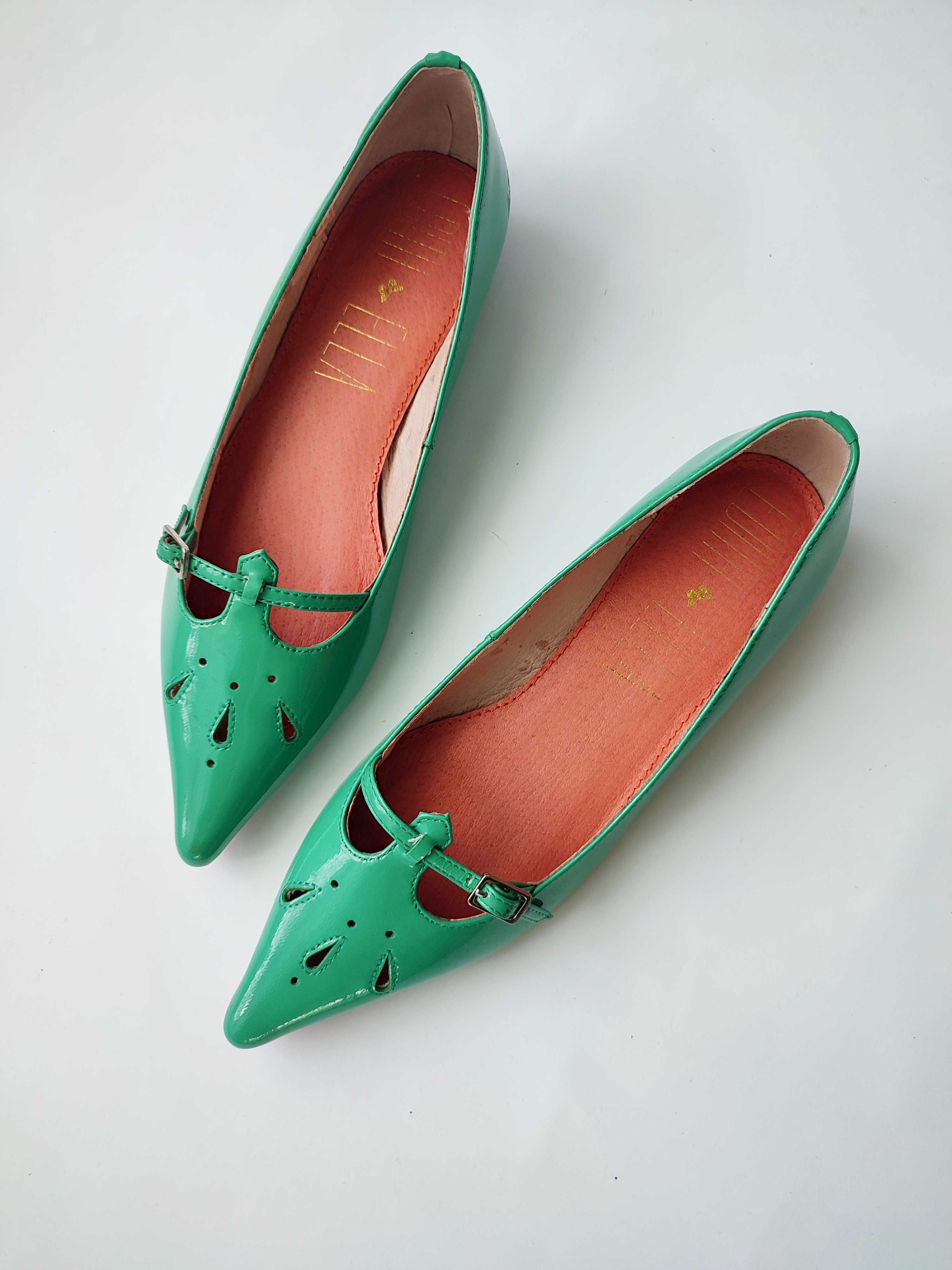 Кожаные лаковые туфли лоферы Edith & Ella Сopenhagen Дания