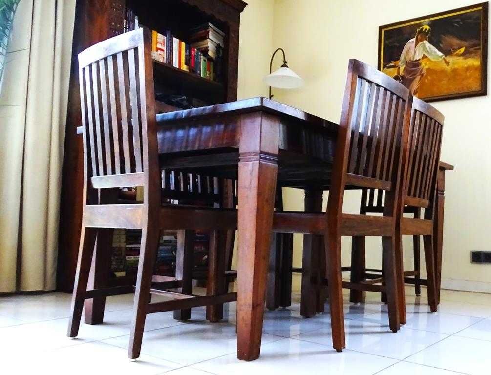 Stół drewniany indyjski 160x100 i 6 stylowych krzeseł z AlmiDecor