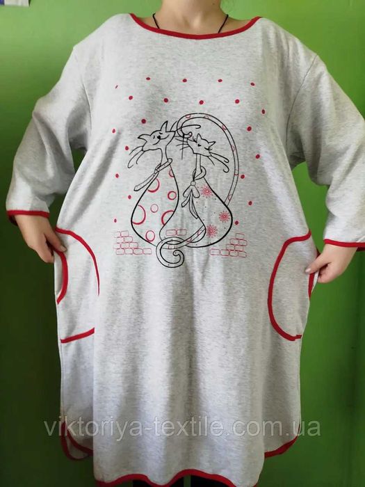 Туніка тепла великого розміру. Нічна рубашка. Натуральна. Україна,
