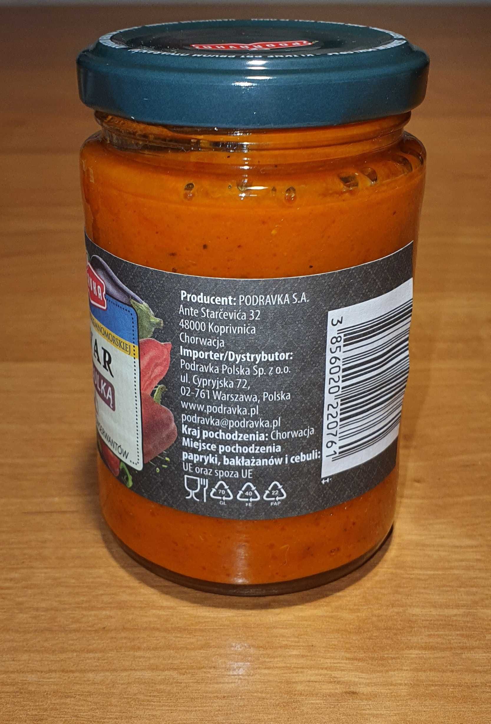 5x AJVAR z cebulką 195g, PODRAVKA, pasta na bazie papryki i bakłażanów