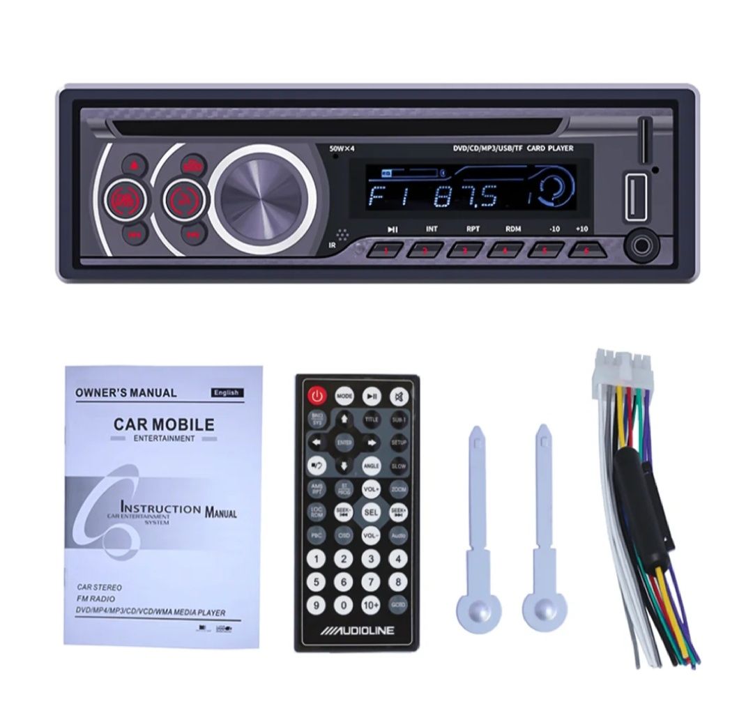 Rádio 1din com leitor CD/DVD Bluetooth USB AUX FM novo