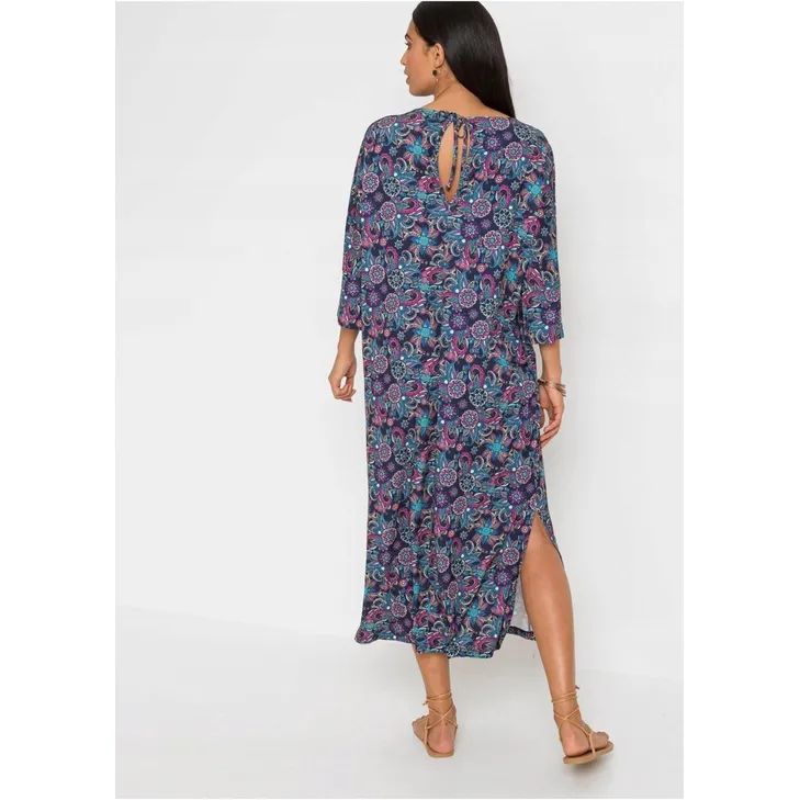 bonprix sukienka boho kwiaty wzór wiązanie midi 40-42