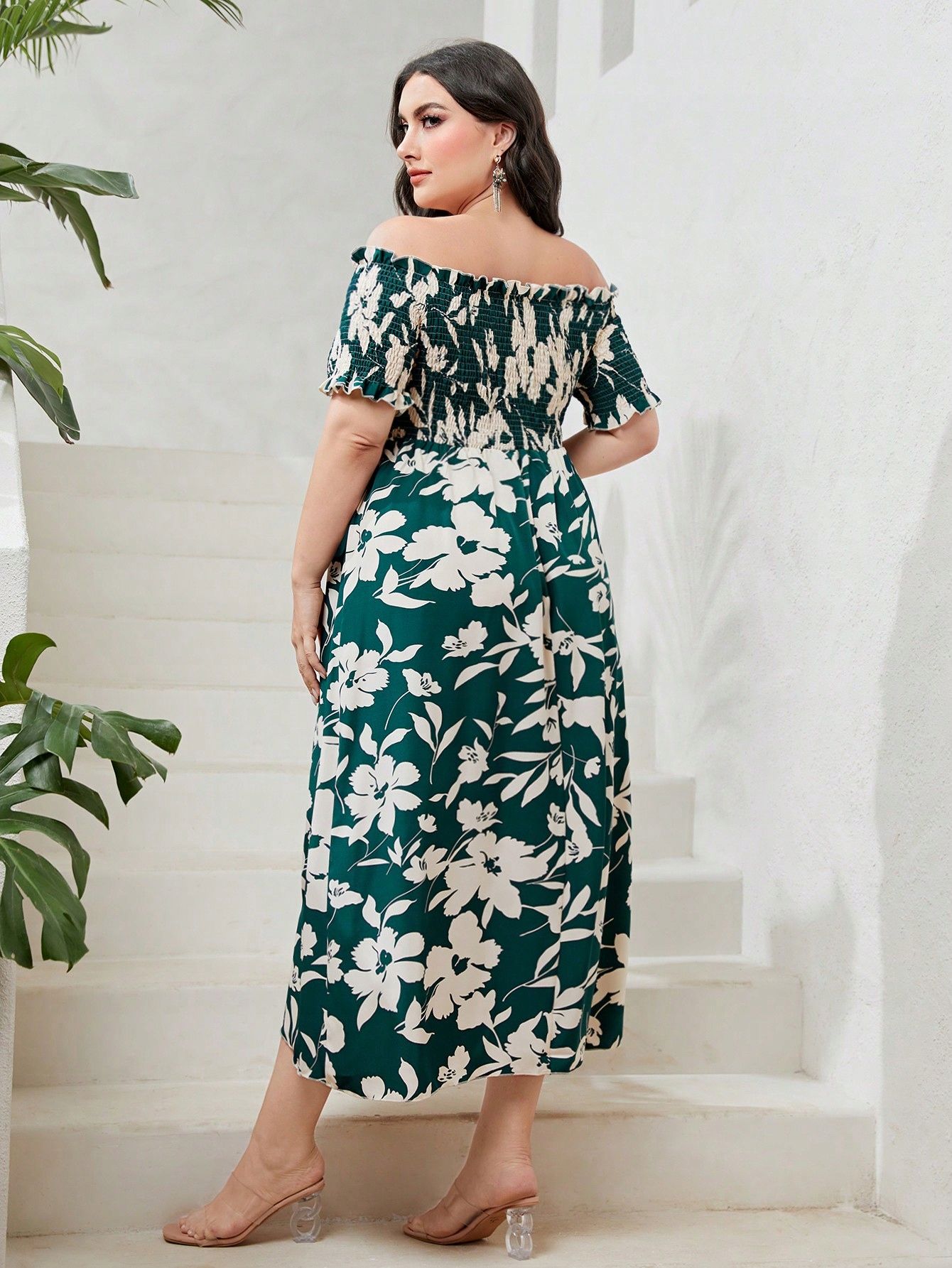 Sukienka Letnia Boho W Kwiaty Hiszpanka Rozkloszowana Midi Shein Xl