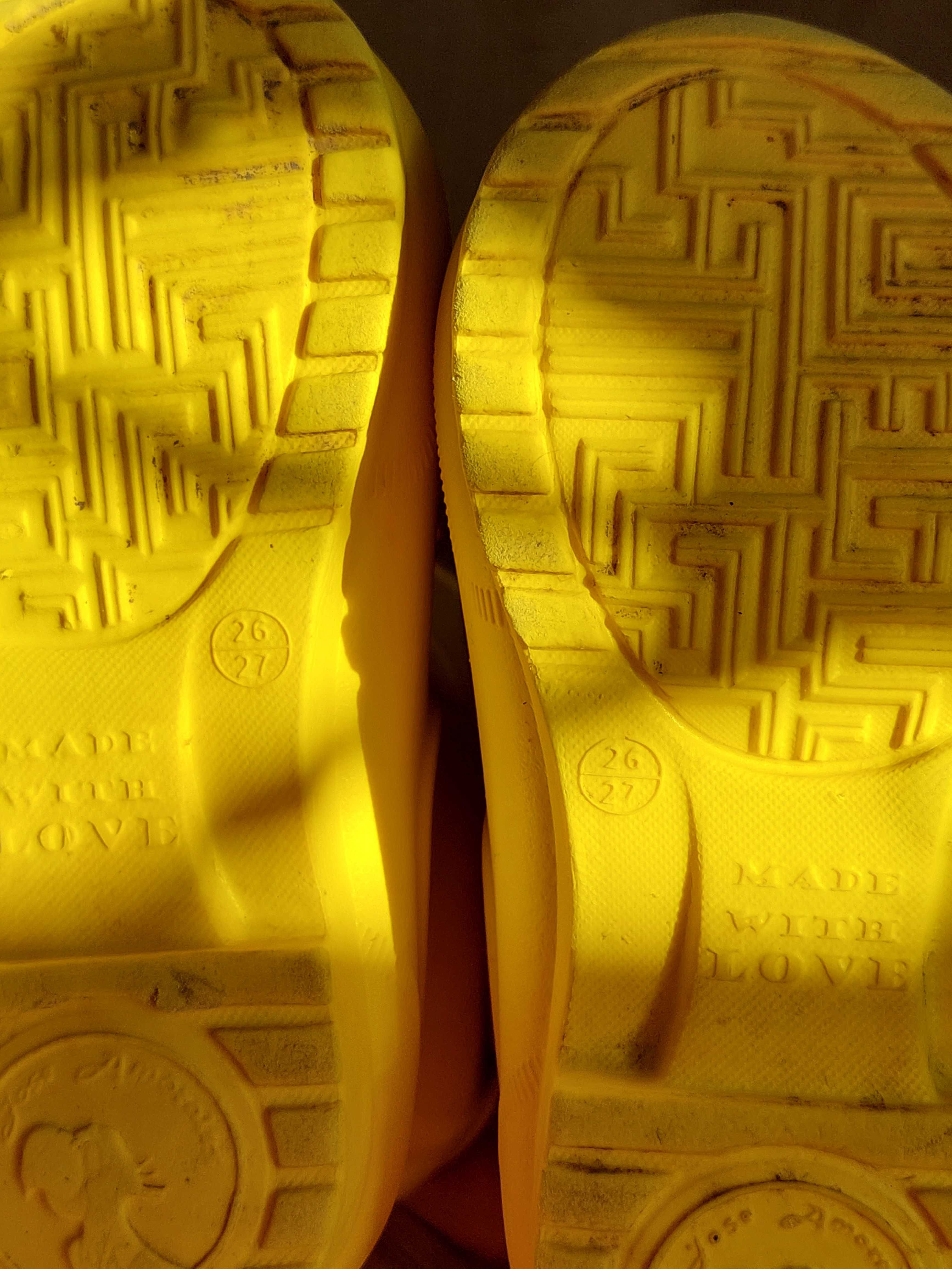 Гумові чобітки 26 27 рр, резинові чоботи жовті