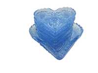 Szklany serwis deserowy serca błękitny  PRL B102104