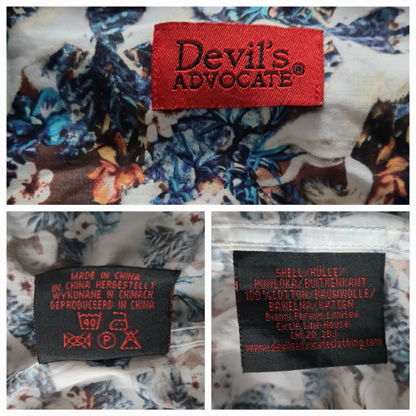 Devil's advocate koszula bawełniana, męska, konie, kwiaty roz. L
Stan