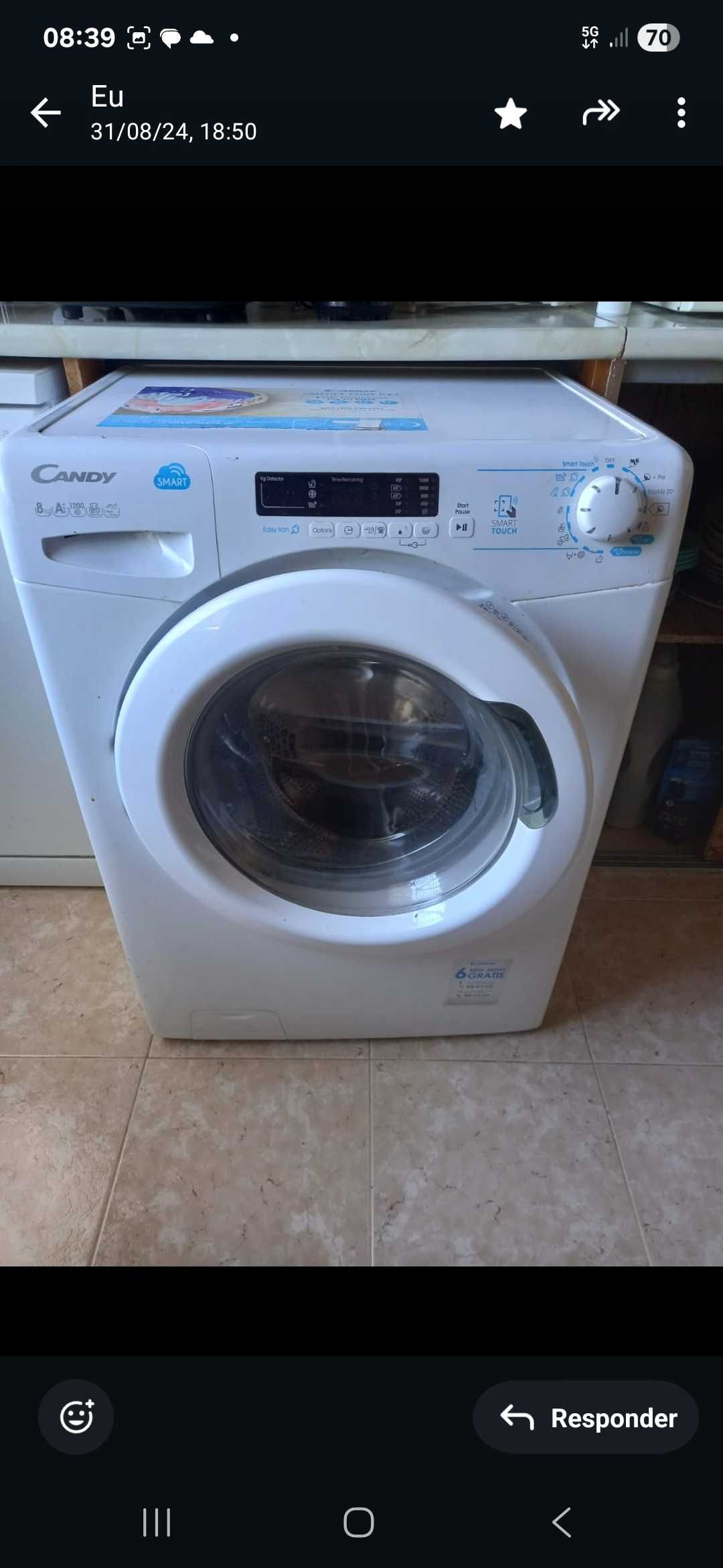 Máquina de lavar roupa Candy
