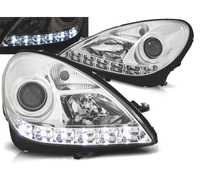 FARÓIS LUZ DIURNA LED PARA MERCEDES SLK R171 04-11 FUNDO CROMADO