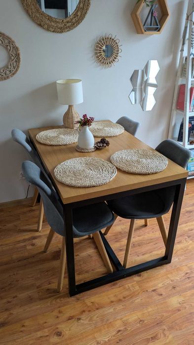 4x Krzesło DIOR ciemnoszare/jasnoszare dębowy stelaż Signal