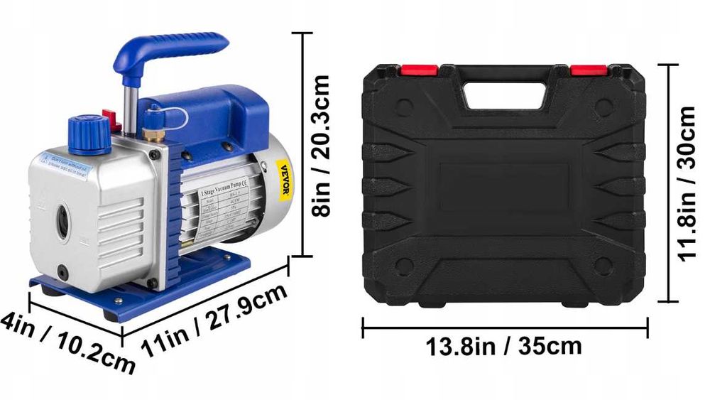 Pompa próżniowa podciśnieniowa chłodnicza 4CFM +manometry
