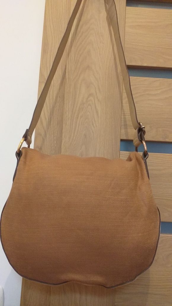 FAY PREMIUM UNIKAT oryginalna torebka len i skóra nat. crossbody worek