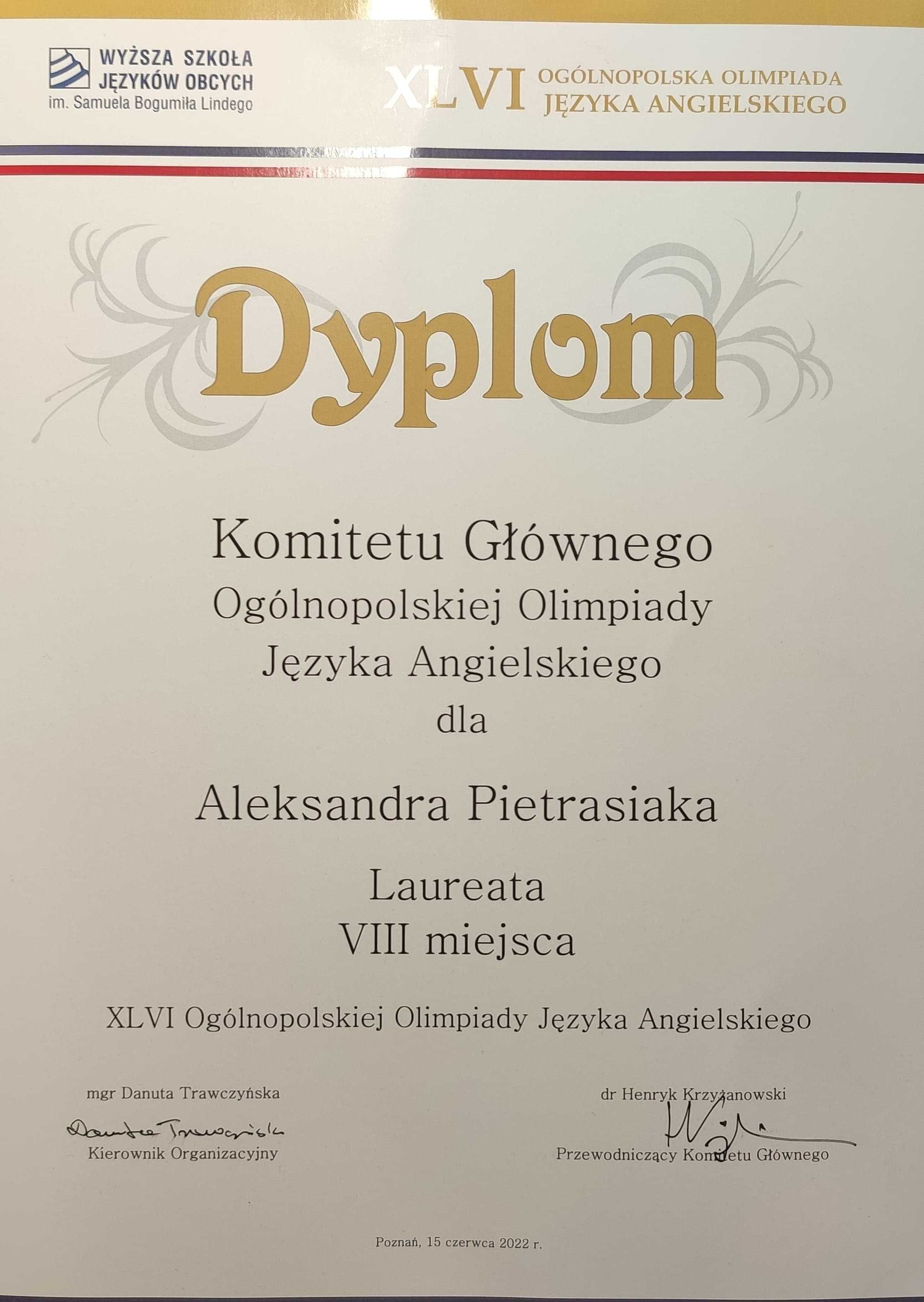 Korepetycje dla ambitnych z laureatem OJA - OJA, OJAJ, Kuratoryjny