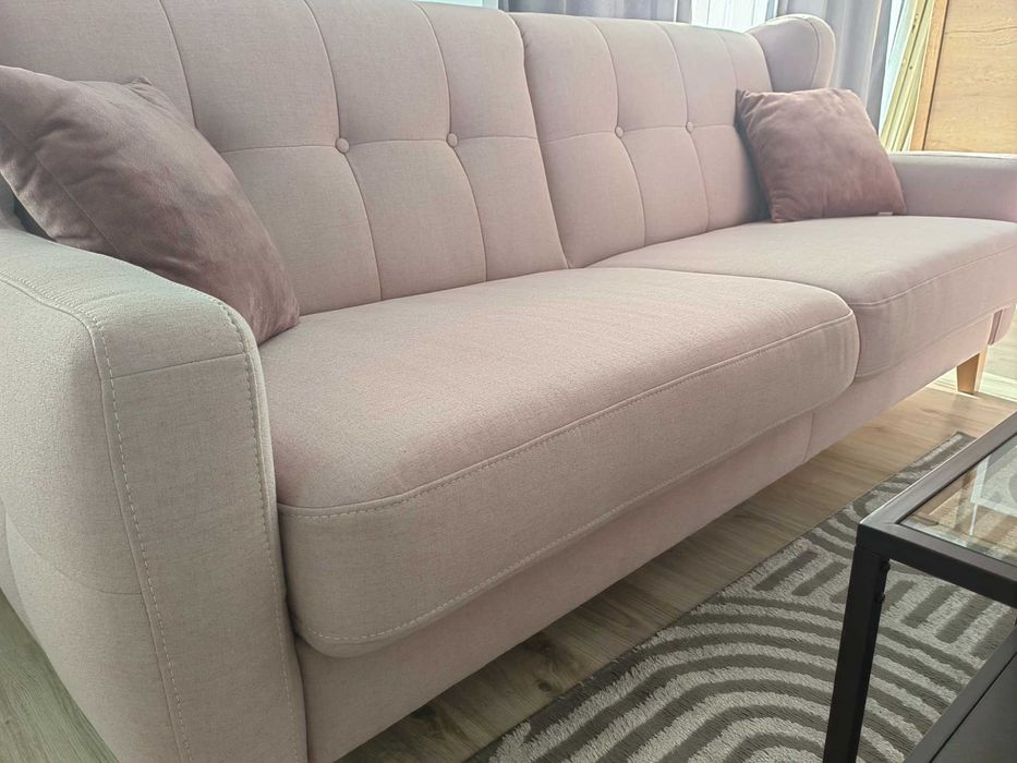 Komplet wypoczynkowy Sweet Sit Arno – sofa + 2 fotele, pudrowy róż