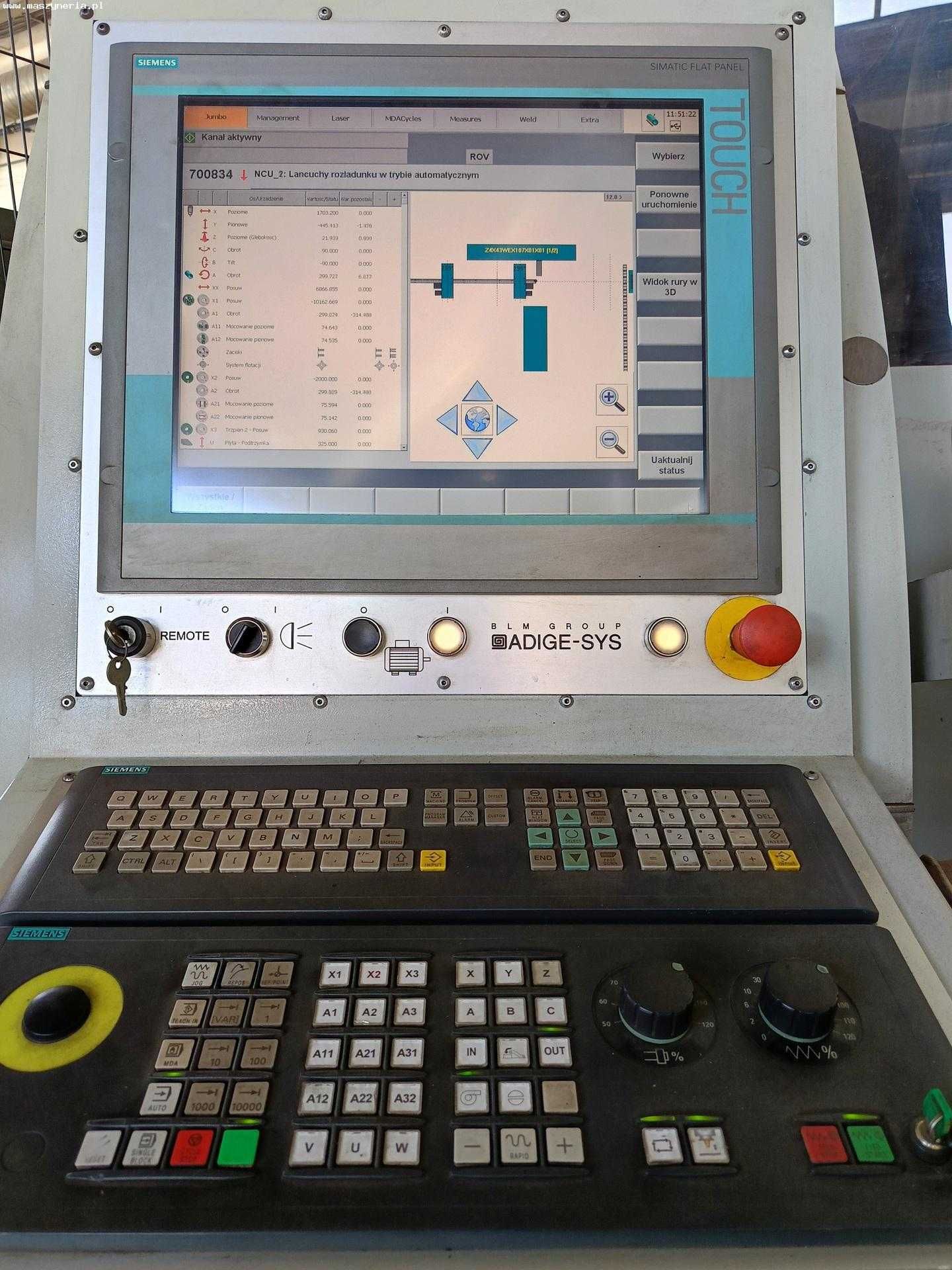 Laser do cięcia rur i profili BLM-ADIGE JUMBO LT14