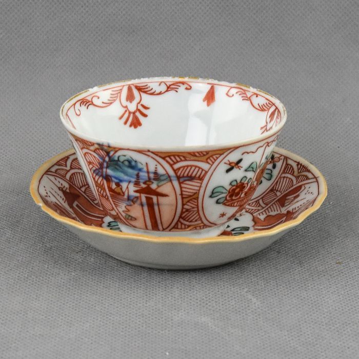 Taça e pires Porcelana China, Qianlong, decorada na Holanda – XVIII