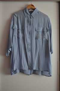 Camisa azul de manga curta Mango