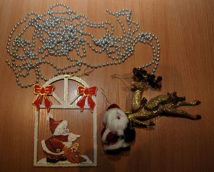 Ozdoby choinkowe kokarda renifer Święty Mikołaj łańcuch na choinkę