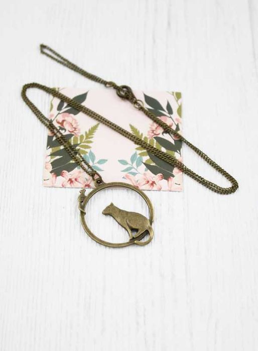 wisiorek kot kotek vintage retro z kotem boho etno NB116