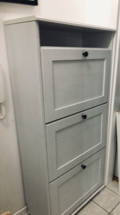 BRUSALI IKEA Szafka na buty, 3 przegrody, biały, 61x30x130 cm