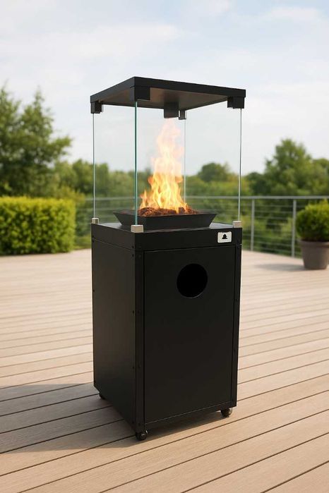 Ogrzewacz Tarasowy Gazowy Kominek Lava Rocks 8kW Czarny