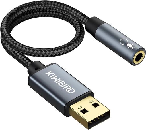 KiWiBiRD Adapter audio z gniazdem USB do 3,5 mm, słuchawki USB