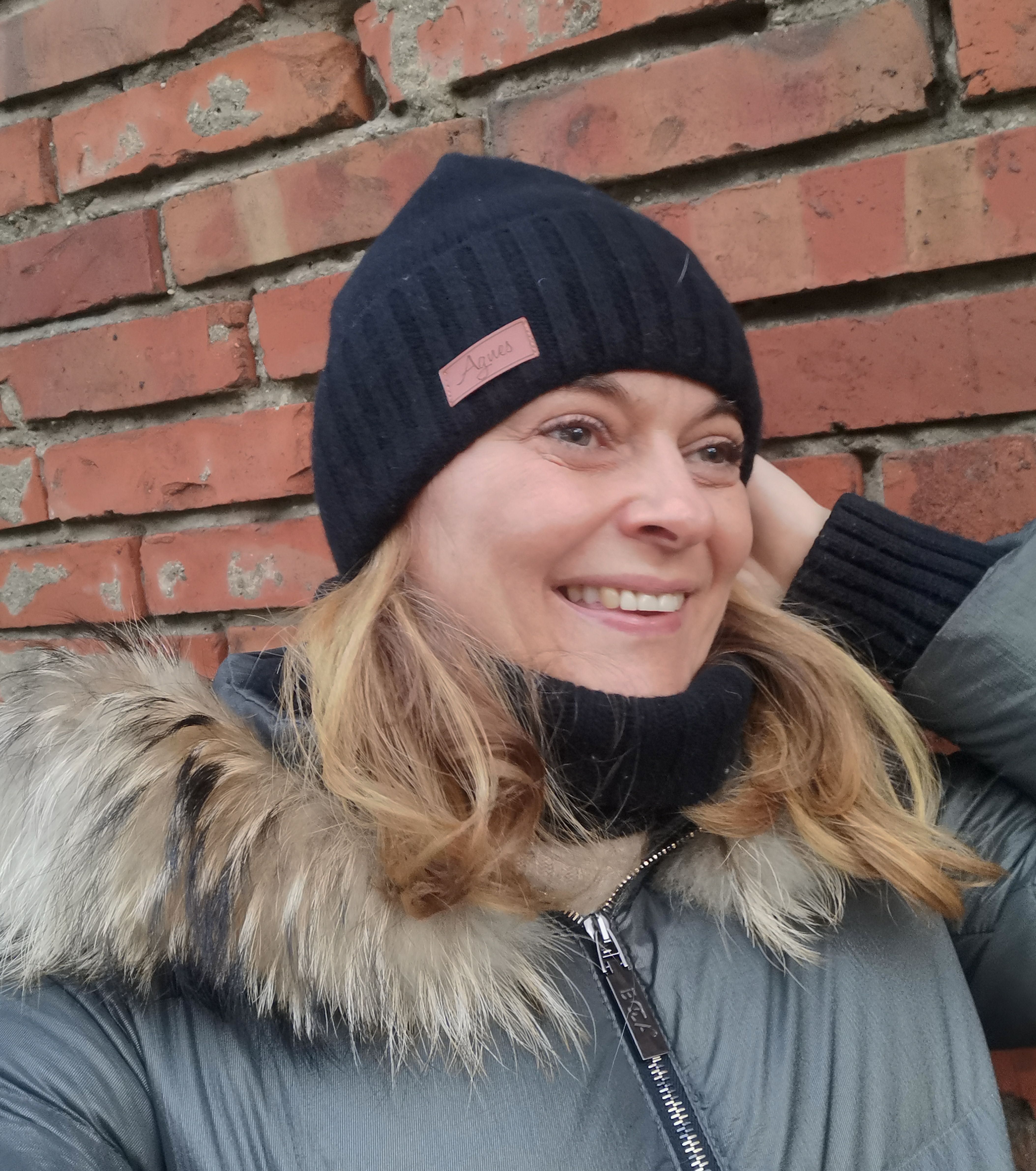 Nowa biała ecru czapka szara Kaszmir Merynos ciepla mila