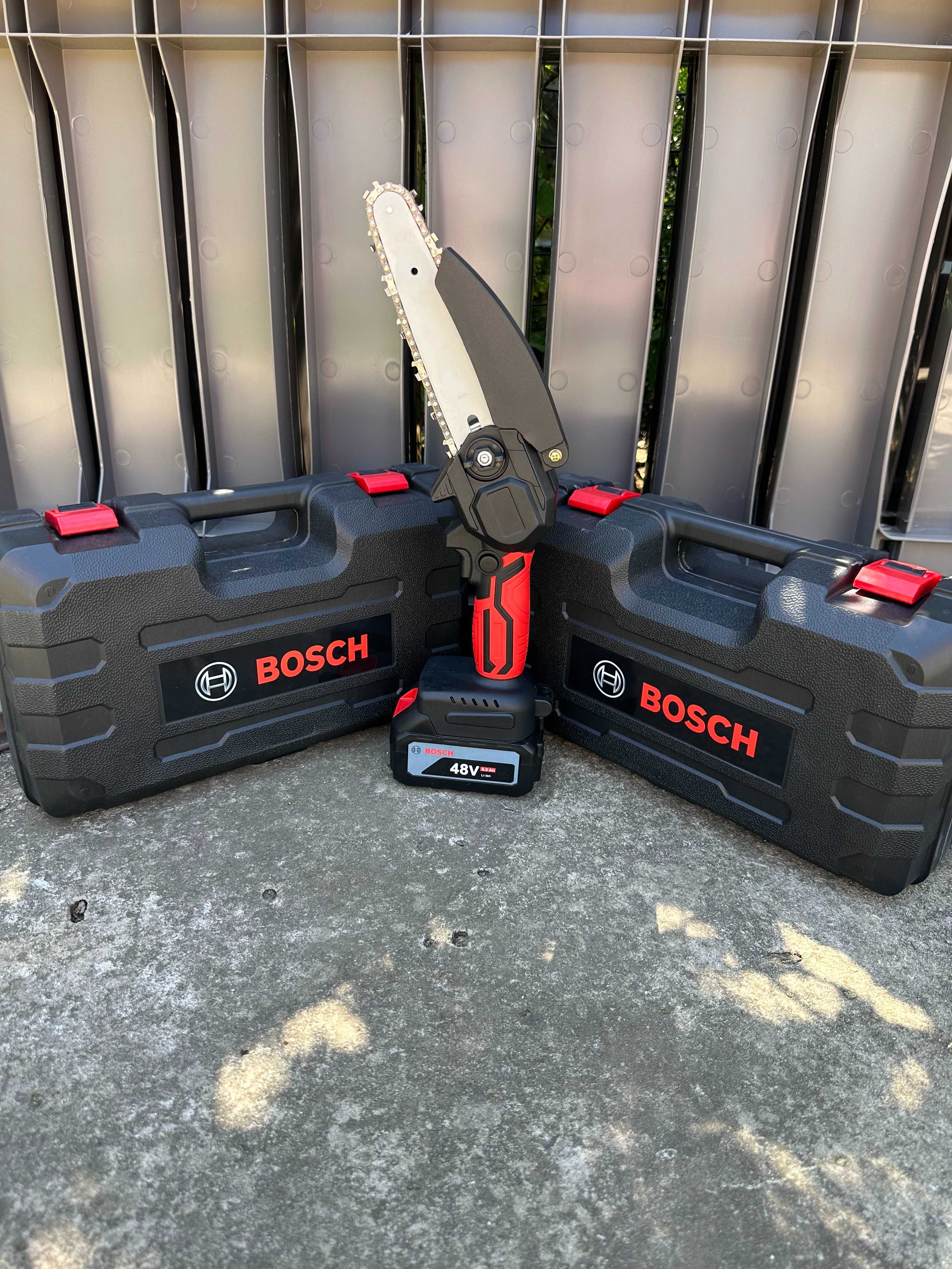 Мини пила веткорез Bosch в кейсе 2 аккумулятора цепная мини пилка 48в