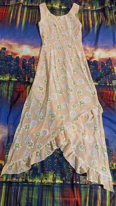 Сарафан ассиметричного кроя платье в стиле бохо этно с цветами