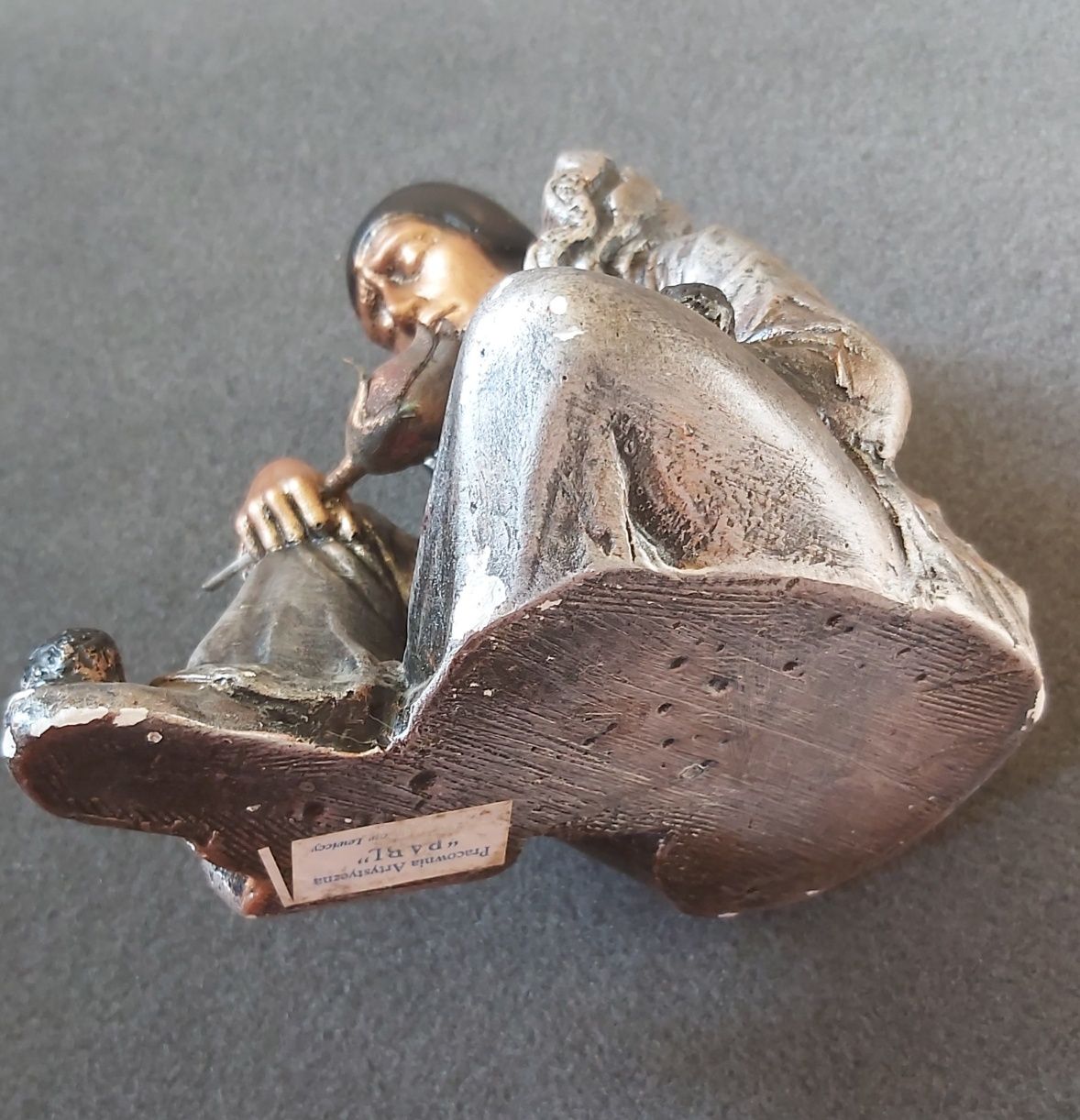 Arlekin Pierrot mężczyzna aktor sztuka figurka rzeźba model srebrny