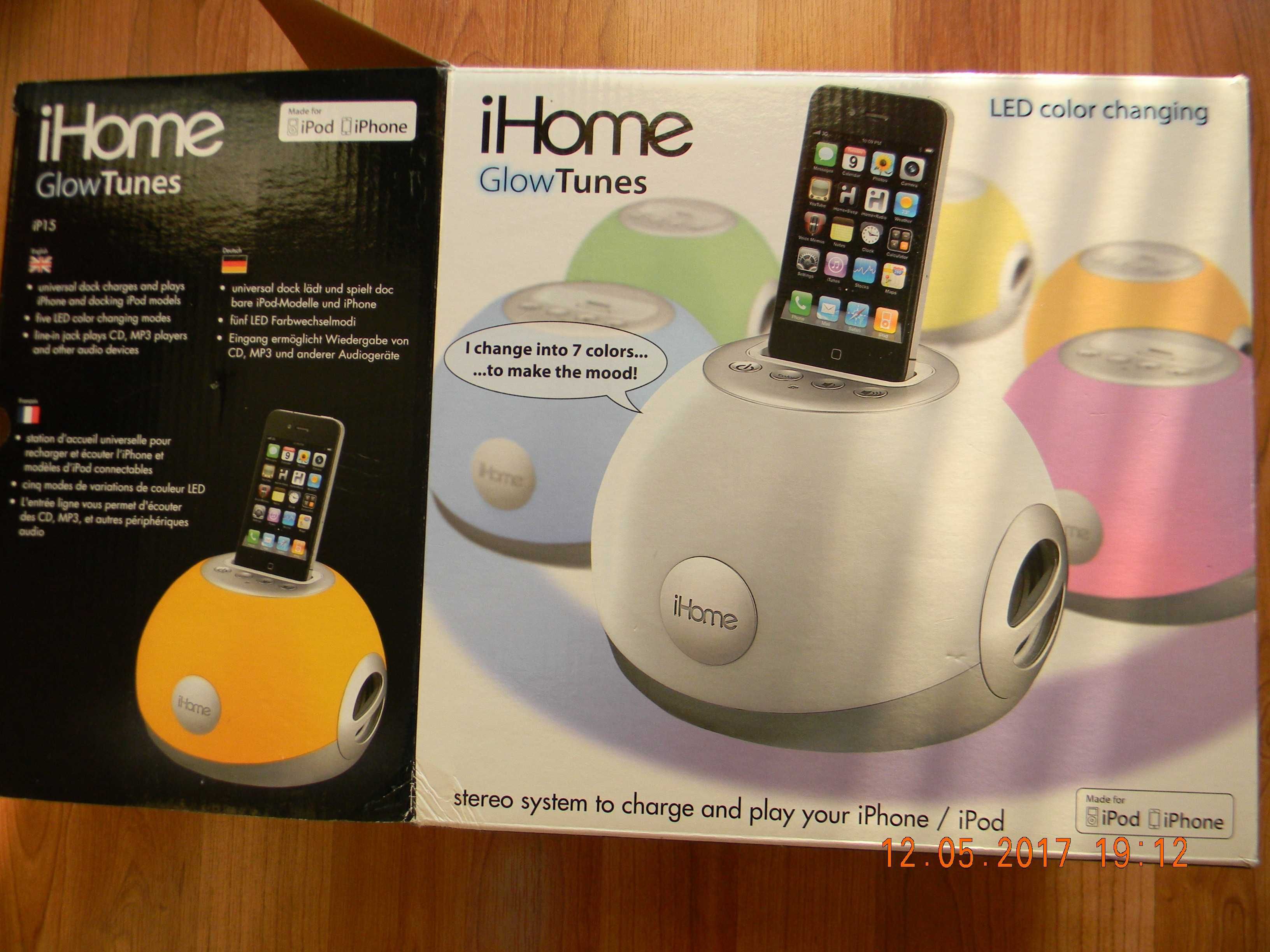 iHome GlowTunes-Stacja dokująca/głośnik do IPhon'a i IPad'a