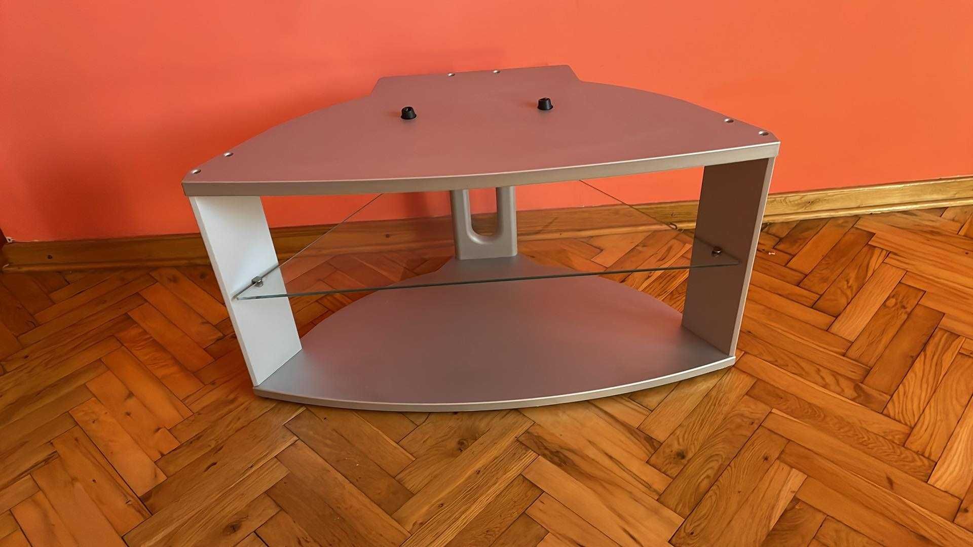 Stolik pod telewizor ze szklana półką